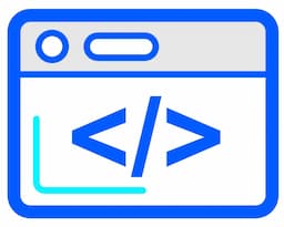 Web development icon - browser window with code symbol