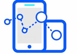 Mobile development icon - smartphone and tablet with flow diagram