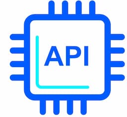 API integration icon - microchip with API text